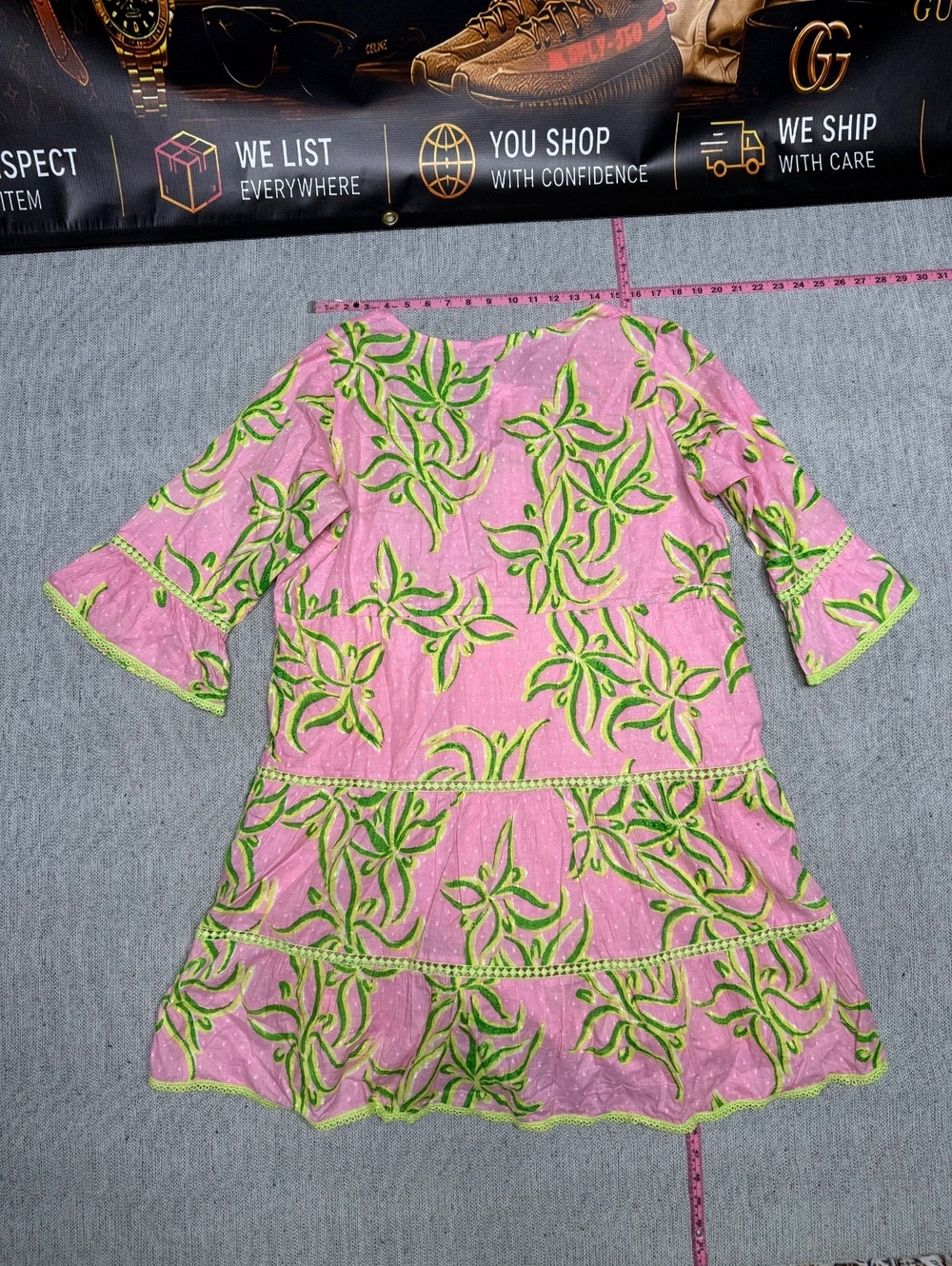 MODAPOSA XL Pink and Green Cotton Dress with Tassels - Picture 8 of 13